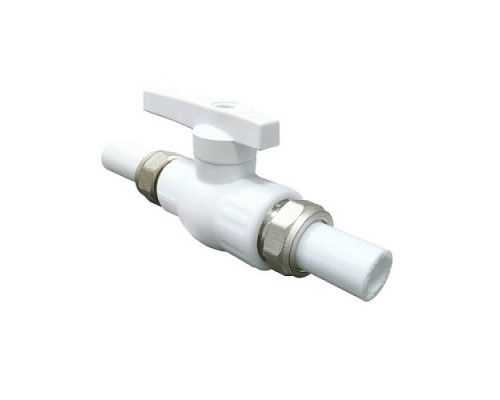 Кран шаровой PP-R бел полн Дн25 с двусторонним разъемным соединением VALFEX 20246025 Кран шаровой PP-R бел полн Дн25 с двусторонним разъемным соединением VALFEX 20246025