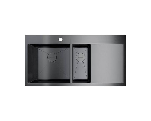 Omoikiri Akisame 100-2-GM-L Кухонная мойка, нерж. сталь, 100x51 см цвет: вороненая сталь 4973103