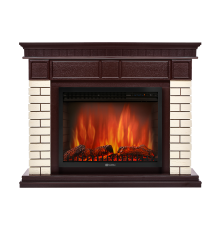 Портал Firelight Bricks 30U (угловой) камень бежевый, шпон темный дуб