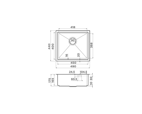Omoikiri Kasen 49-16-INT-GM Кухонная мойка нерж. сталь 49x44 см, цвет: вороненая сталь 4997055
