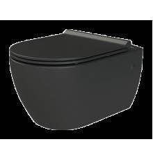 Boheme Bianca Унитаз подвесной крышка микролифт, 36х49х32,5h см, цвет: черный 961