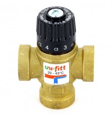 Клапан В термосмесительный Uni-Fitt 3/4" 20-43°С, Kvs 1,6 смешение боковое