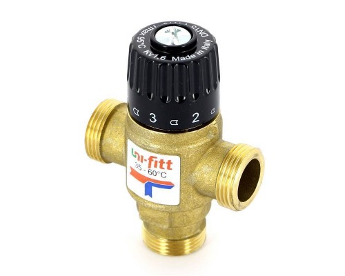 Клапан Н термосмесительный UNI-FITT 3/4" 35-60˚С, смешение боковое, латунный Клапан Н термосмесительный UNI-FITT 3/4" 35-60˚С, смешение боковое, латунный