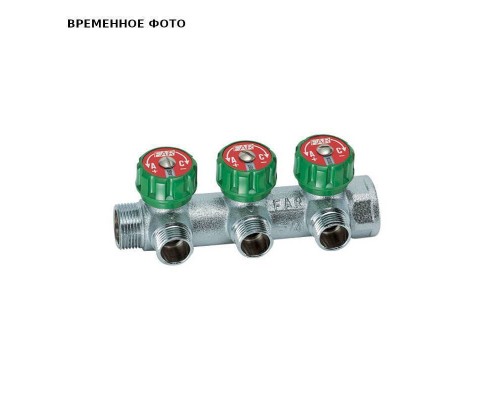 Регулирующий коллектор 1" (ВР-НР) с 3 отв. 1/2" НР, плоск. упл.