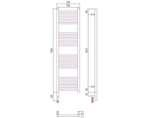 Сунержа Модус 3.0 Полотенцесушитель электрический 30x120h, лев., цвет: сатин 071-5700-1230