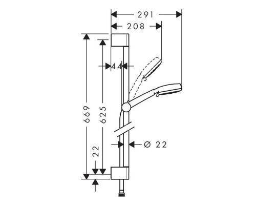 Душевой гарнитур HansGrohe HG Crometta 100 Multi со штангой 65 см белый/хром