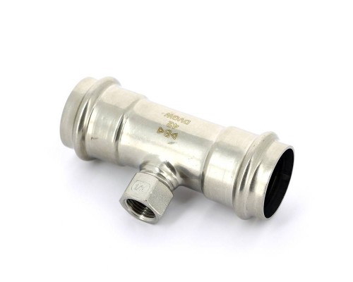 Тройник В-пресс IBP 42 x 1/2" x 42 нерж.сталь Тройник В-пресс IBP 42 x 1/2" x 42 нерж.сталь