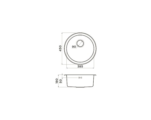 Omoikiri Toya 45-U-GM Кухонная мойка нерж. сталь 45x45 см, цвет: вороненая сталь 4993072