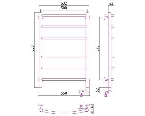 Сунержа Галант 2.0 Полотенцесушитель электрический 50x80h, прав., цвет: мат. шампань 022-5201-8050