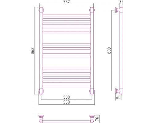 Сунержа Богема Полотенцесушитель водяной 50x80h, цвет: без покрытия 00-0220-8050 Сунержа Богема Полотенцесушитель водяной 50x80h, цвет: без покрытия 00-0220-8050