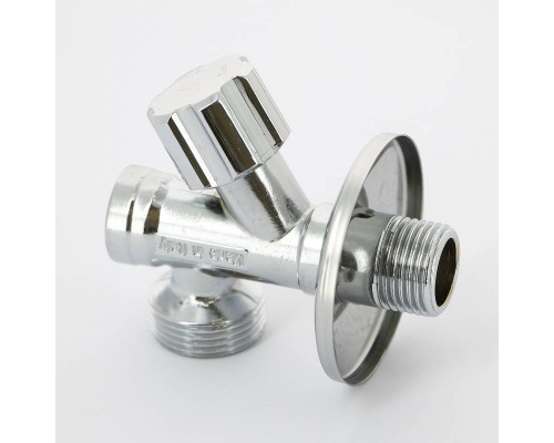 Вентиль НН 1/2"х3/4" Uni-Fitt для подключения стиральных машин с фильтром, хромированный, рукоятка пластик