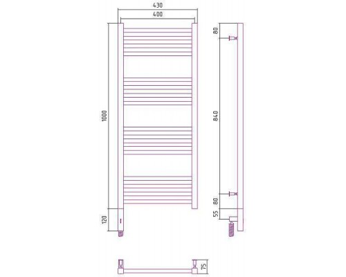 Сунержа Модус 3.0 Полотенцесушитель электрический 40x100h, лев., цвет: шампань 020-5700-1040