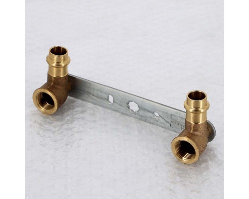 Водорозетка пресс двойная на планке Sanpress VIEGA 15х1/2х150