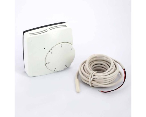 Термостат комнатный WFHT WATTS Ind 5-30°С 24В нормально закрытый сервопривод с датчиком температуры теплого пола (кабель датчика 3м)