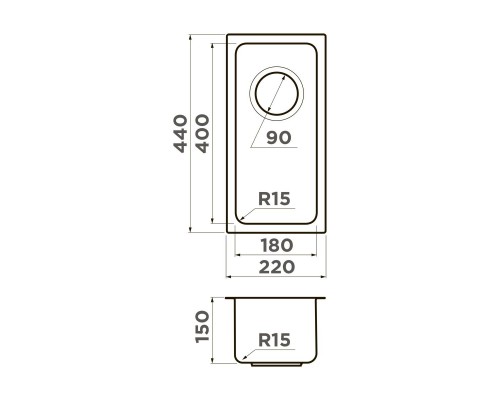 Omoikiri Tadzava 22-U/I Ultra 15-IN Кухонная мойка нерж. сталь 22x44 цвет: нержавеющая сталь 4997112