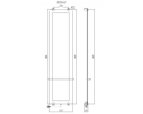 Allen Brau Infinity Полотенцесушитель электрический 44x6,6x180h см, цвет: черный 00305023