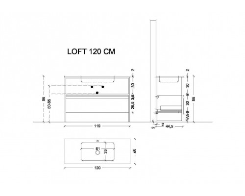 Armadi Art Loft Ящик под консоль 118х48х29h см, цвет: светлое дерево 894-120-L Armadi Art Loft Ящик под консоль 118х48х29h см, цвет: светлое дерево 894-120-L