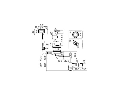 Omoikiri WK-1-UN-IN Арматура для одночашевых моек с прямоуг. переливом цвет: нерж. сталь 4956777