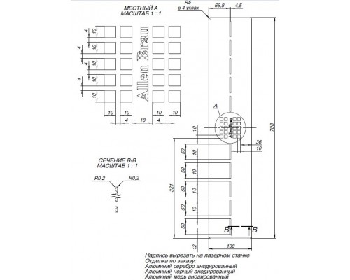 Allen Brau Infinity Накладка для сифона 70,8x13,8 см, цвет: нержавеющая сталь 8.210N2-SS