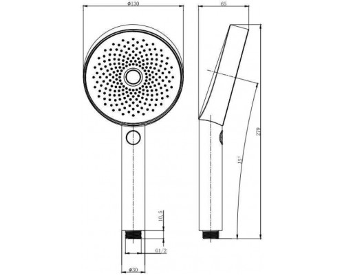 Allen Brau Priority Душевая лейка 13x6,5x27,9h см, цвет: черный 5.31B20-31