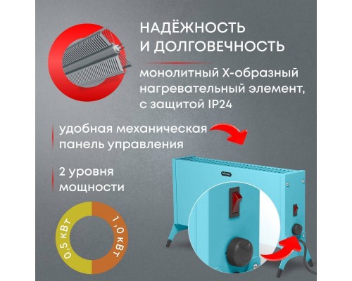 Конвектор электрический Zeder 10MX-12 BLUE
