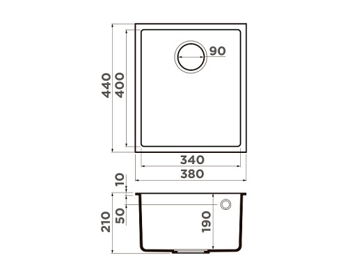 Omoikiri Bosen 38-U-GR Кухонная мойка Tetogranit 38x44 см, цвет: leningrad grey 4993538