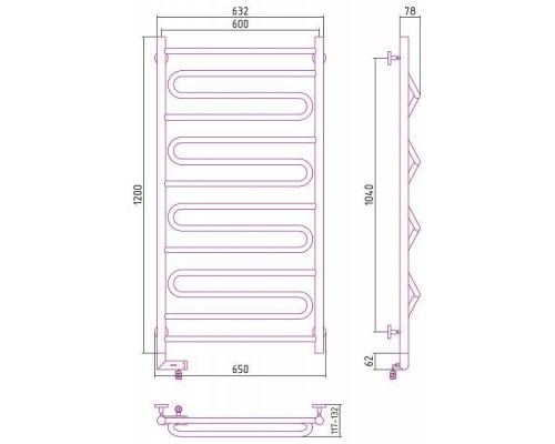 Сунержа Элегия 2.0 Полотенцесушитель электрический 60x120h, лев., цвет: без покрытия 00-5218-1260