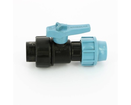 Кран шаровый компрессионный Unidelta 20x1/2" для труб ПНД полипропилен PP-B