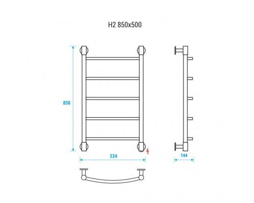 Электрический полотенцесушитель Energy H2 850x500