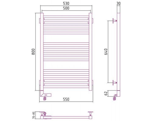 Сунержа Модус 2.0 Полотенцесушитель электрический 50x80h, лев., цвет: мат. шампань 022-5600-8050 Сунержа Модус 2.0 Полотенцесушитель электрический 50x80h, лев., цвет: мат. шампань 022-5600-8050
