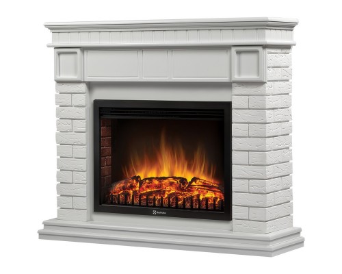 Каминокомплект: Очаг Electrolux EFP/P-2520LS N, портал Bricks 25 камень белый, белая эмаль Каминокомплект: Очаг Electrolux EFP/P-2520LS N, портал Bricks 25 камень белый, белая эмаль