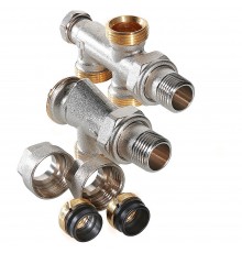 Узел бокового подключения при нижней разводке 1/2"х100х3/4" (Valtec VT.225.K.N)(двухтруб)