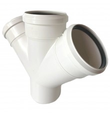 Крестовина одноплоскостная канализ. бесшумная ПП 50*50*50*45гр. мм с раструбом белая Синикон комфорт