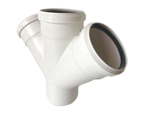 Крестовина одноплоскостная канализ. бесшумная ПП 50*50*50*45гр. мм с раструбом белая Синикон комфорт