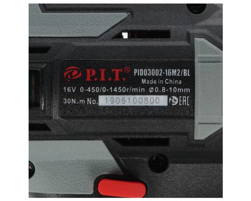 Шуруповерт P.I.T. безщеточный PID03002-16M2/BL (14,4В, АКБ 1,5 Ач, 30Нм,с функцией удара)