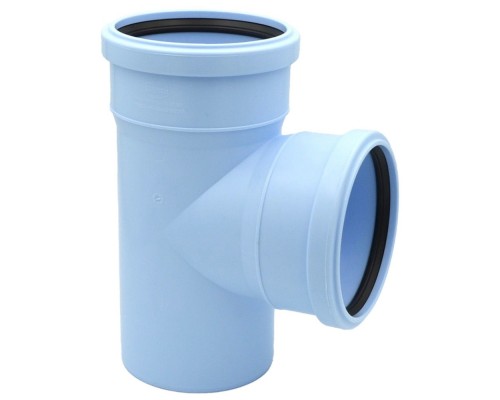 Тройник для водостока ПП 110*110*87гр. Синикон Rain Flow с раструбом голубой (уп.12 шт)