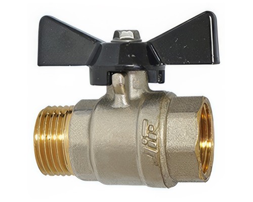 Кран шаровый "бабочка" ВН внутренняя наружная резьба 3/4" (JIF.355) (Черная ручка)