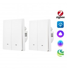 Комплект два умных двухклавишных выключателя HOMMYN 2SWZBNN02W
