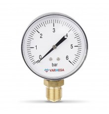 Манометр VARMEGA радиальный 80 мм, 6 бар, 1/2", VMMT10-800604