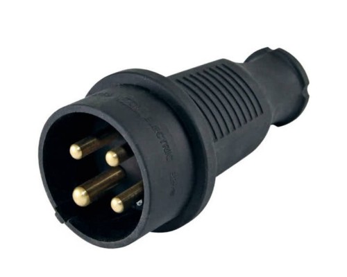 Вилка TDM ELECTRIC прямая каучук 3Р+РЕ 32А 380В IP44