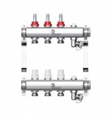 Коллектор нерж. Wester MUFS 1"-3/4 в сборе с расходомерами на 3 выхода