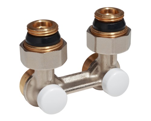 Узел нижнего подключения Giacomini угловой, для двухтр. систем, компактный 1/2"M x 3/4"E, R388LX012