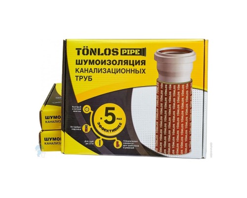 Комплект шумоизоляции TONLOS PIPE для канализационных труб D110мм, 261313 Комплект шумоизоляции TONLOS PIPE для канализационных труб D110мм, 261313