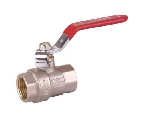 Кран VIEIR шаровый 1/2" ВВ, красная ручка, никель (112/14) VR200-01