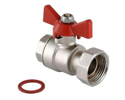 Кран VIEIR шаровый 1/2" ВН, красная ручка, никель (112/14) VR202-01 Кран VIEIR шаровый 1/2" ВН, красная ручка, никель (112/14) VR202-01