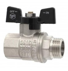 Кран VIEIR шаровый 3/4" ВВ, красная ручка, никель (80/10) VR200-02