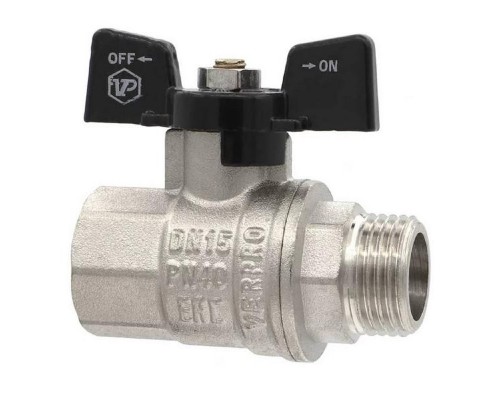 Кран VIEIR шаровый 3/4" ВВ, красная ручка, никель (80/10) VR200-02 Кран VIEIR шаровый 3/4" ВВ, красная ручка, никель (80/10) VR200-02