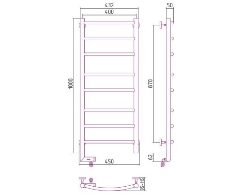 Сунержа Галант 2.0 Полотенцесушитель электрический 40x100h, лев., цвет: золото 03-5200-1040