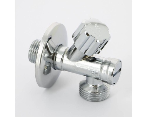 Вентиль НН 1/2"х3/4" Uni-Fitt для подключения стиральных машин с фильтром, хромированный, рукоятка пластик
