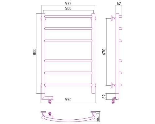 Сунержа Галант 2.0 Полотенцесушитель электрический 50x80h, лев., цвет: сатин 071-5200-8050